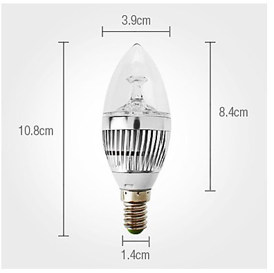 6pcs/lot e14 3w 270-300lm natural white and warm white light led candle lamp (85-265v)