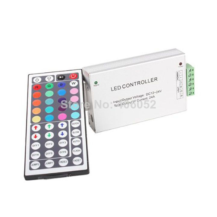 4pcs/lot aluminum shell 12a 12-24v dc rgb 44 key ir remote controller for rgb smd strip