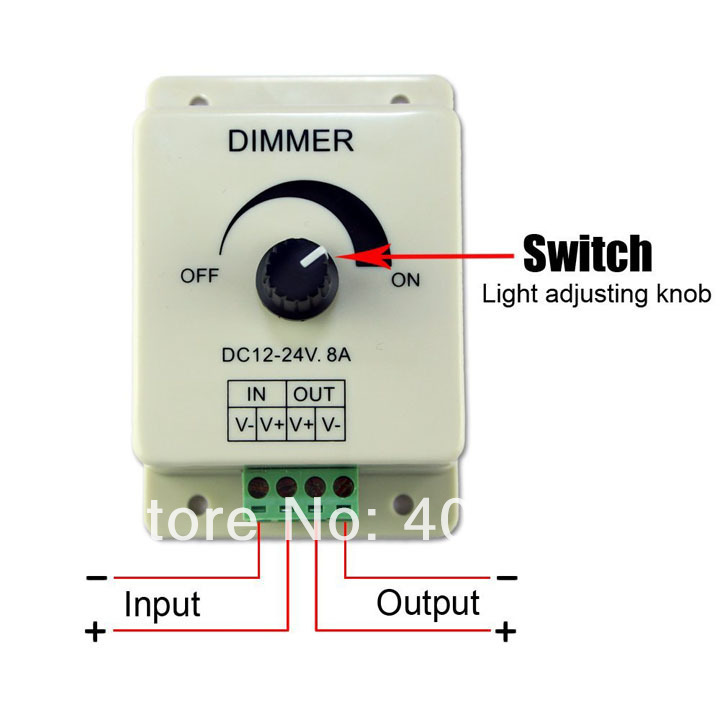4pcs/lot led dimmer dc 12v 24v 8a 96w adjustable brightness lamp bulb strip driver single color light power supply controller