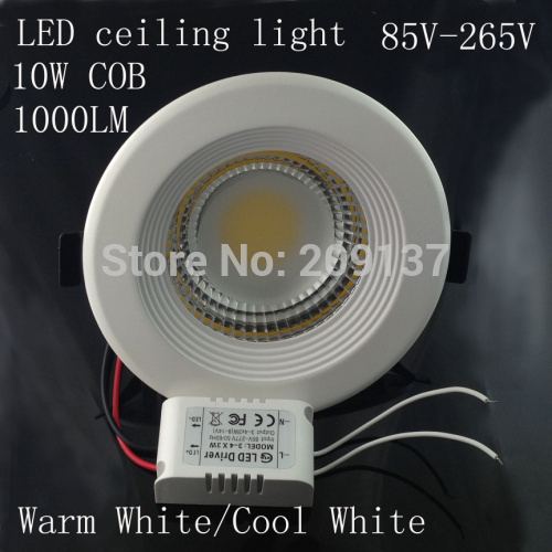 10pcs/lot led downlight led cob spot downlight recessed round cob ceiling downlight 10w 20w 30w ac90-265v