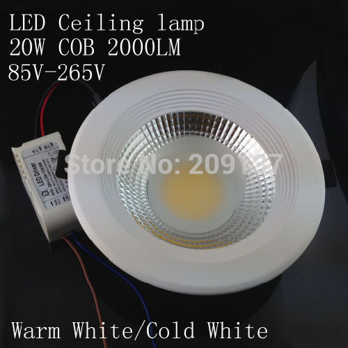 10w 20w 30w cob led downlight round recessed smd lamp for bathroom kitchen 90v-260v white 6000k 2pcs