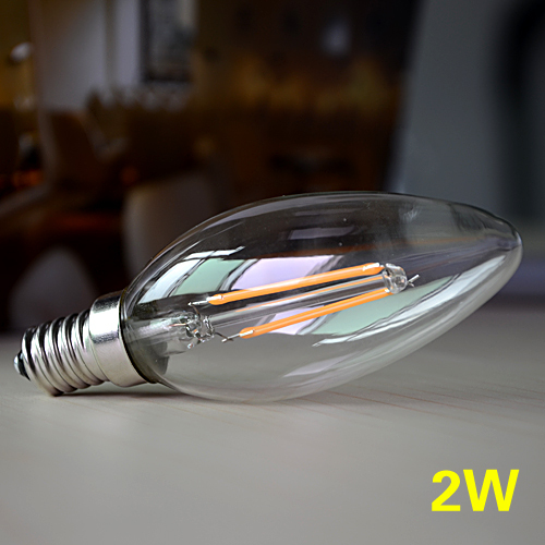 2015 led filament e14 light glass shell 220v 2w 4w blub lamp warm white sapphire chip retro candle chandelier cob lighting