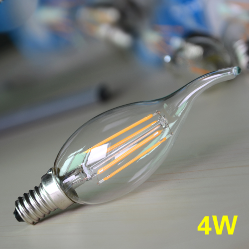 dimmable e14 led lamp filament glass housing cob blub 220v 2w 4w light brightness 360 degree retro candle chandelier lighting