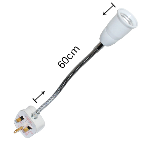 foxanon brand ac power to e27 60cm led light bulb flexible extend adapter socket with switch,uk plug socket adapter 1pcs/lot
