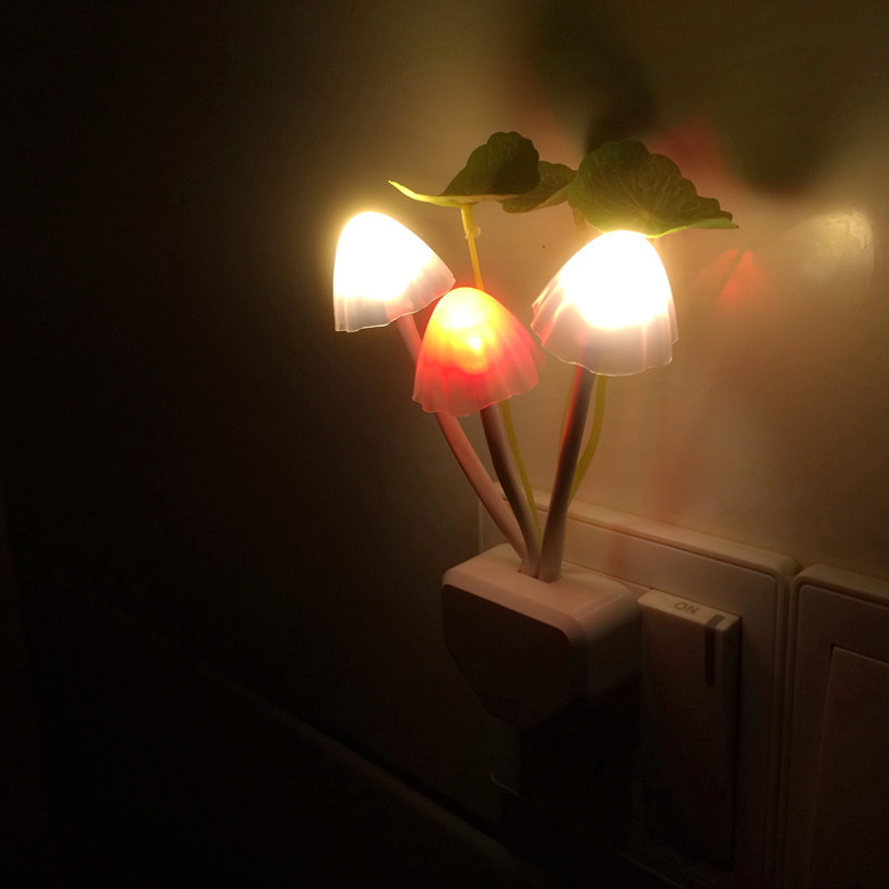 led sensor night light led night light bedside lamp light control avatar mushroom lamp night light colorful