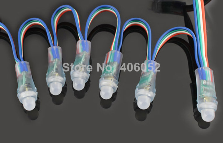 100pcs/lot 12mm ip68 waterproof ws2801 rgb led pixels modules with ws2801 ic addressable color