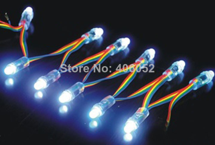100pcs/lot 12mm ip68 waterproof ws2801 rgb led pixels modules with ws2801 ic addressable color