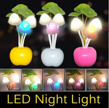 electric brightness induction dream mushroom fungus lamp,3led nightlight, bed wall home decor led rgb night light eu/us plug