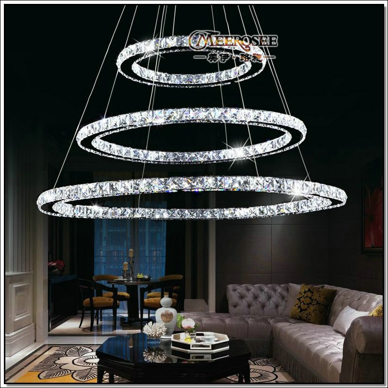 diamond ring led crystal pendant light modern led lighting circles hanging lamp guarantee fast and