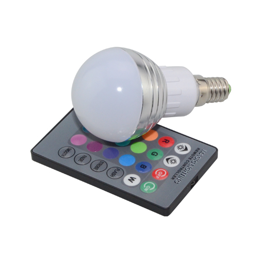 rgb e14 led bulb lamp 3w led spot light 16 color changing ac90~240v 110v 220v dimmable led spotlight +24key ir remote control