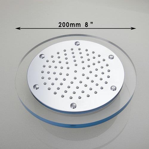 hello 8135a modern led color changing 8" rainfall shower head with shower arm chrome finish