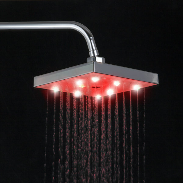 square chrome multi-color led shower water power a grade abs shower head d17