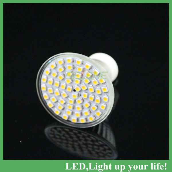 , 50pcs/lot gu10 3528 smd led 60led 5w 450lms led spotlight spot lamp bulb 85-265v