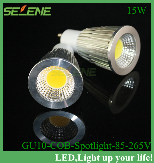 50ps led spot light 9w 12w 15w gu10 cob spotlight bulb lamp high power white warm white lamps 85-265v led light whole