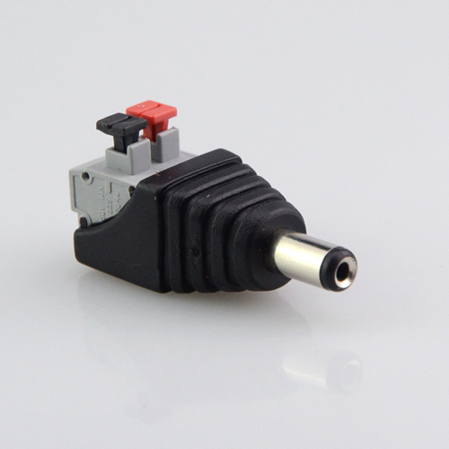5.5x2.1mm male connector plug mark polarity dc power jack connector adapter for cctv led light 5050 3528 single color led strip - Click Image to Close