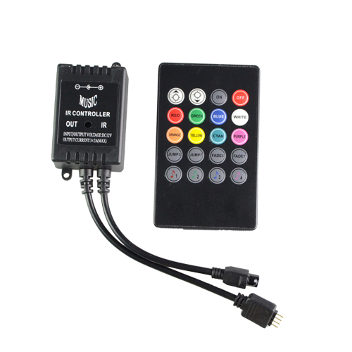12v 6a 20 keys led music ir controller sound control 5050 3528 rgb led controller dimmer for rgb led strips string ribbon tape - Click Image to Close