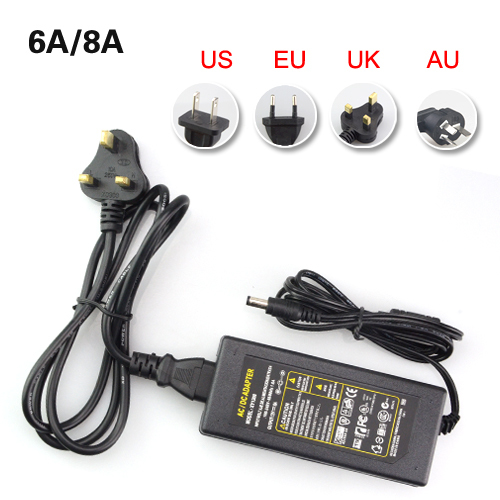 dc12v 2a 3a 5a 6a 8a power supply adapter transformer for 5050 3528 3014 5630 led light ribbon tape eu uk au us cord plug socket
