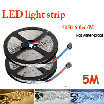 non waterproof dc12v 20w led strip light smd5050 white bead tape roll 300leds christmas party decoration light 5m/lot zm00163