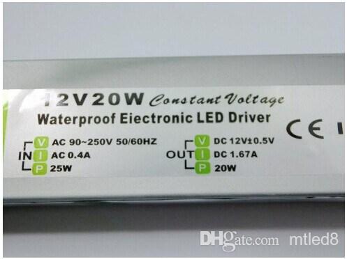 dc 12v 20w waterproof ip67 electronic led driver adapter outdoor use power supply led strips lighting transformer ac 90-250v