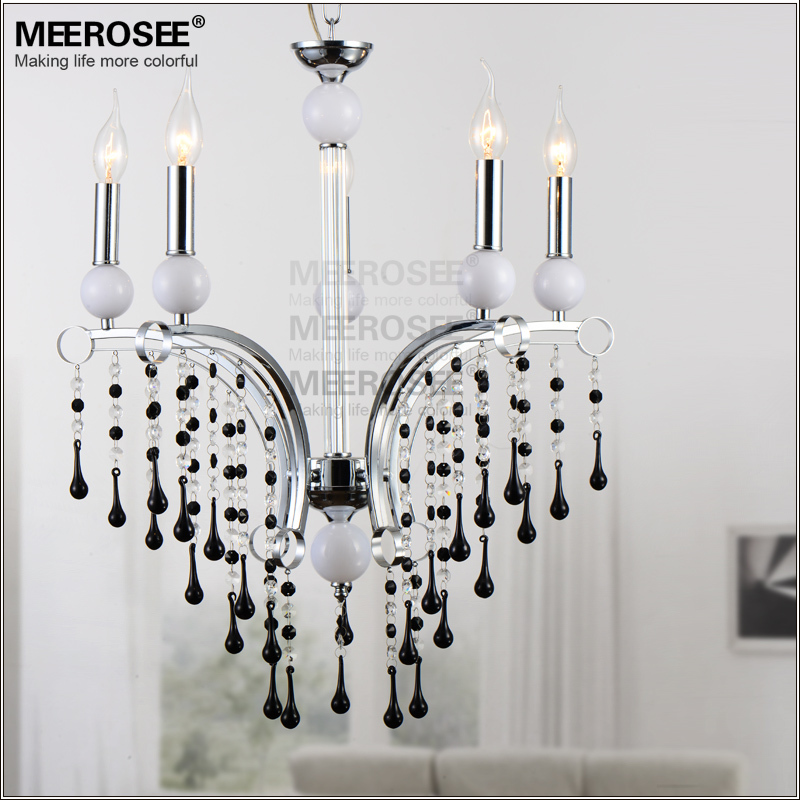 5 lights black crystal chandelier light k9 crystal modern style dining room chandelier lustre lighting for bedroom