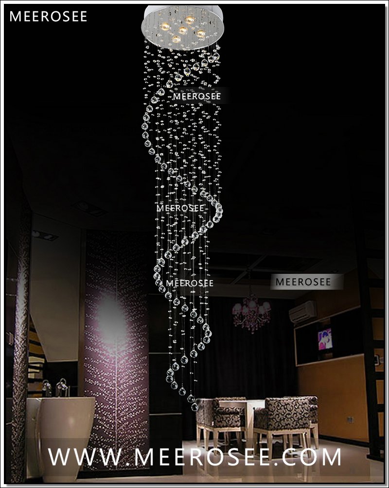whole / retail long spiral crystal ceiling light / lamp / lighting fixture for stair / foyer/ hallway ready stock