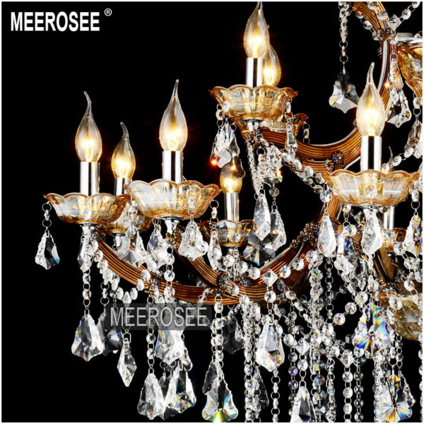 18 lights large coffee color crystal chandelier light fixture, coffee chrystal lamp for el, restaurant, lobby, foyer md8662