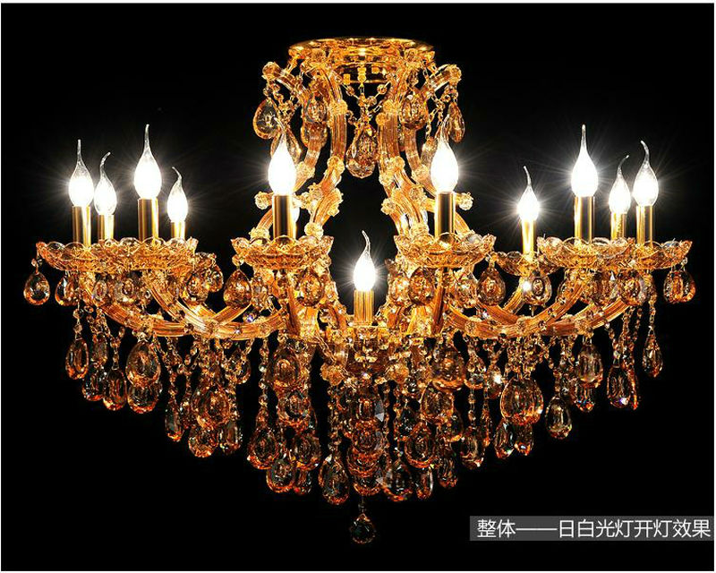 new arrival elegant amber chandelier crystal lights large home lighting fixture maria theresa pendelleuchte lustres 13 arms