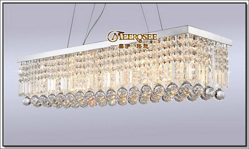 long size rectangle crystal pendant light fitting crystal dining light suspension lamp for dining room, bedroom, meetin