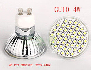 10pcs/lot 48 led 3528 smd gu10 e27 mr16 4w warm white/cool white spot light bulbs high power drop ship