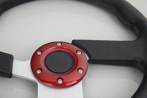 hello car steering wheel black red pu hole-digging breathable q28 slip-resistant universal supplies car accessories
