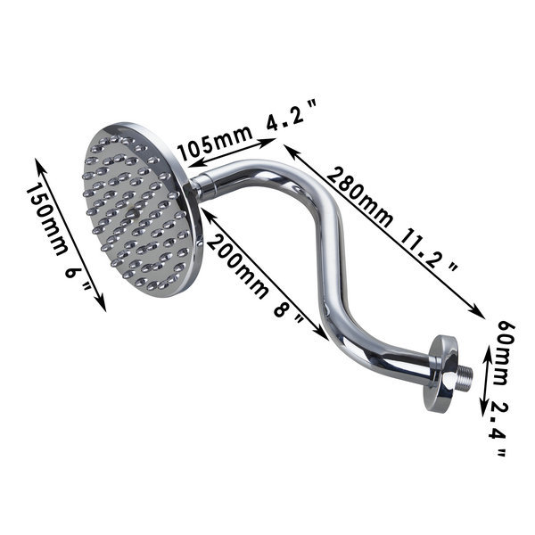 curved shower arm round 6" a grade abs plastic shower head wall mounted shower heads d0225619