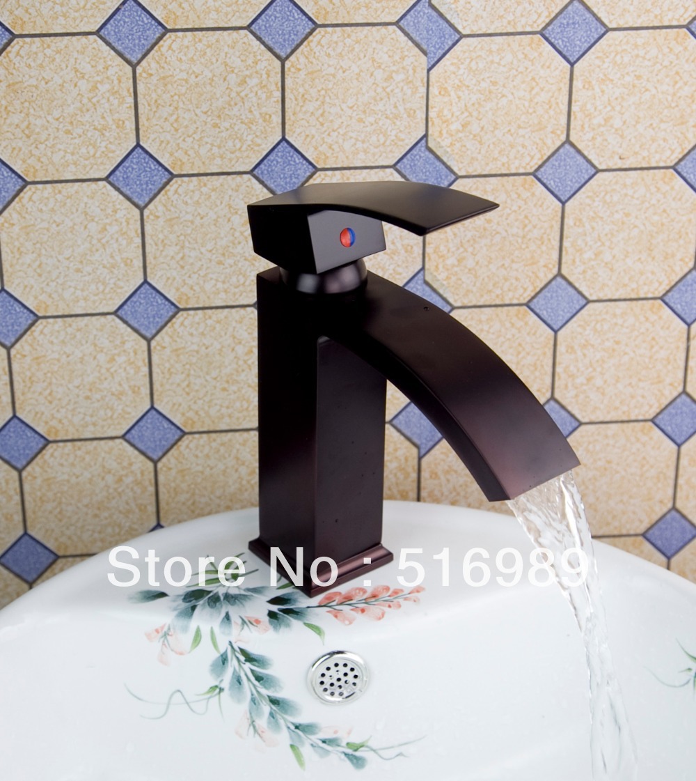 black oil rubbed bronze faucet bathroom brass waterfall faucet single hole basin faucet,whole & retail mixer tap faucet su10 - Click Image to Close