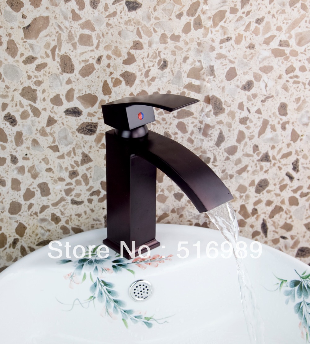 black oil rubbed bronze faucet bathroom brass waterfall faucet single hole basin faucet,whole & retail mixer tap faucet su10