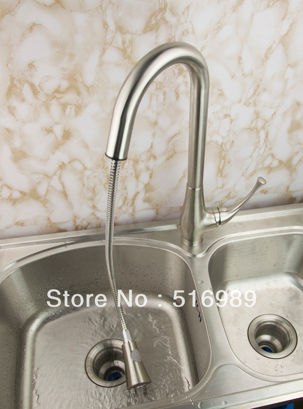brushed nickel pull out sprayer spout single lever kitchen bar sink faucet mixer cl11