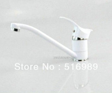 white color spray painting finish kitchen sink brass mixer tap swivel faucet nb-1322