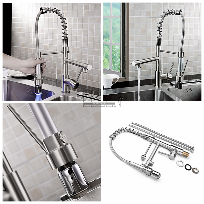 promotions brushed nickle led pull down kicthen faucet and bathroom 2pcs/lot 304 stainless steel wall hook combination