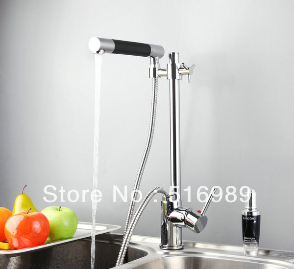 2014 sell spring adjust height kitchen sink vessel solid brass faucet with two spouts ds-92350