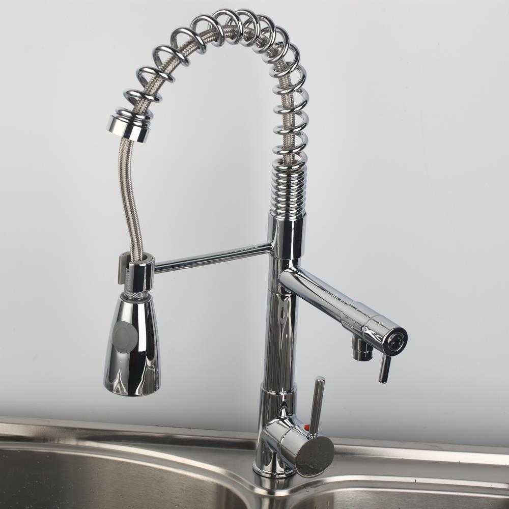 hello conteporary chrome brass pull out spring kitchen faucet torneira da cozinha 97168d056/1 swivel sprayer /cold taps