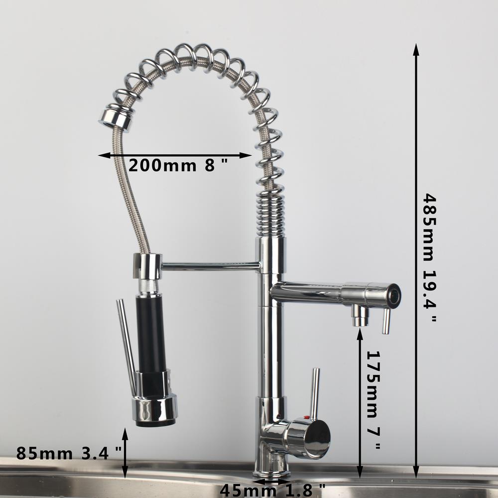 hello modern new chrome brass pull out spring kitchen faucet torneira 97168/1 swivel spout led sprayer &cold tap