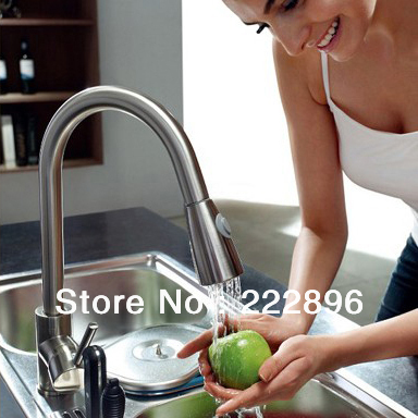 brass copper sink nickel brushed kitchen faucet pull out kitchen mixer & cold water tap torneira kitchen cozinha sink