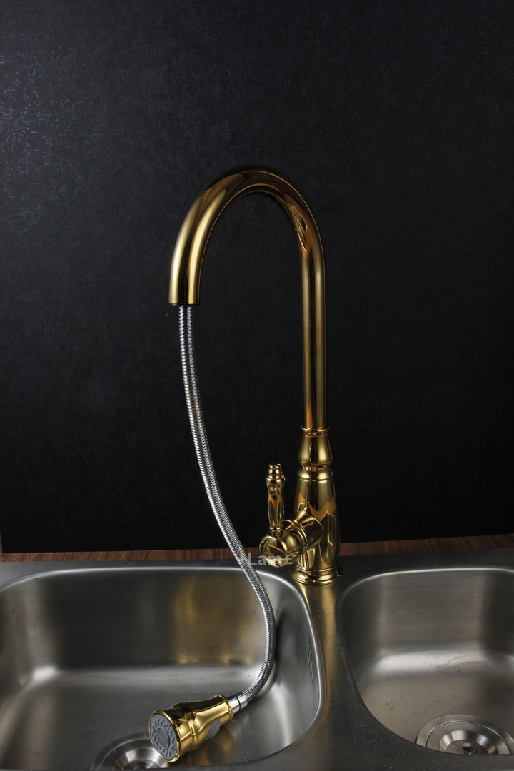 kitchen mixer golden brass kitchen faucet pull out sink deck mounted water tap torneira cozinha robinet cuisine