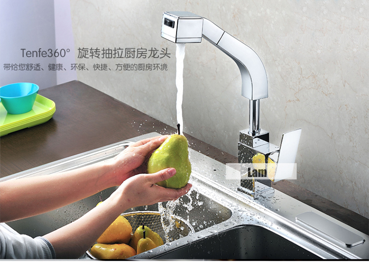 new 2014 copper chrome square kitchen faucet pull out kitchen mixer water tap handle lanos torneira kitchen grifos cozinha bath