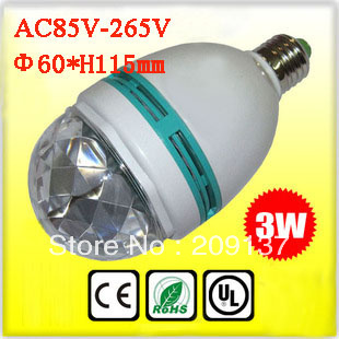 e27 3w colorful rotating rgb 3 led spot light bulb lamp for chrismas