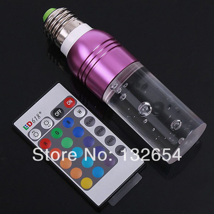 e27 crystal glass cylinder 16 color change rgb 3w led light bulb lamp with remote control 4pcs
