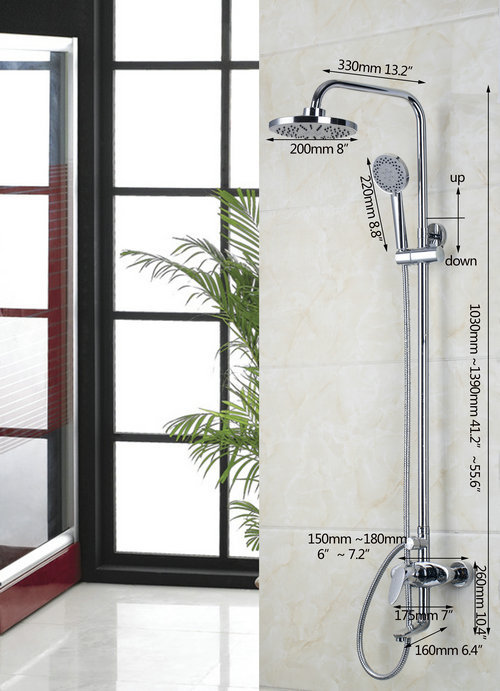hello wall 2015 round 8" abs rain shower head bathroom 53703/1 bathtub chrome basin sink shower set torneira faucet,mixer tap