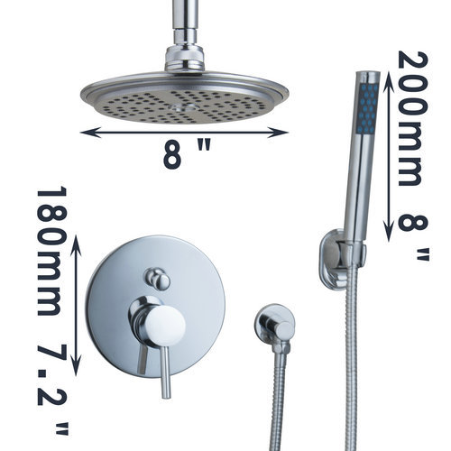 polised chrome torneira 59901a/1 8" abs rainfall head bathroom bathtub sink wall mounted +abs hand shower faucet shower set