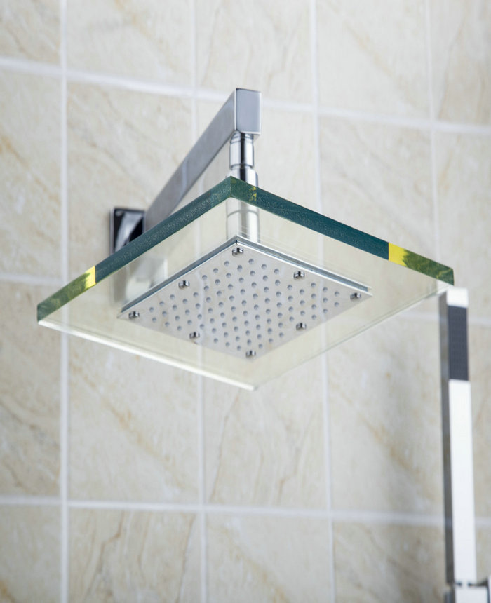 tempered glass shower set torneira led light 10" rainfall shower head bathroom 58803a bathtub chrome basin sink tap mixer faucet