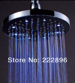 8 inches led lighting round color changing rainfall shower head with price, temperature detectable function