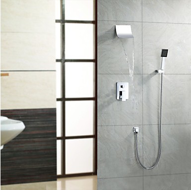 contemporary wall mounted dual handles waterfall thermostatic bathroom faucet cold mixer chuveiro banheiro torneira