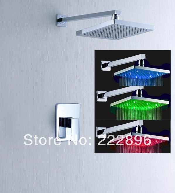 led light bathroom shower faucet temperature sensor 3 color control valve shower set torneira banheiro chuveiro led ducha